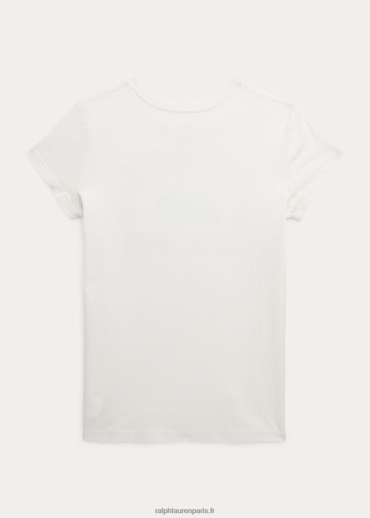 t-shirt graphique en jersey de coton 46T60T7070 enfants Ralph Lauren lavage de pont blanc