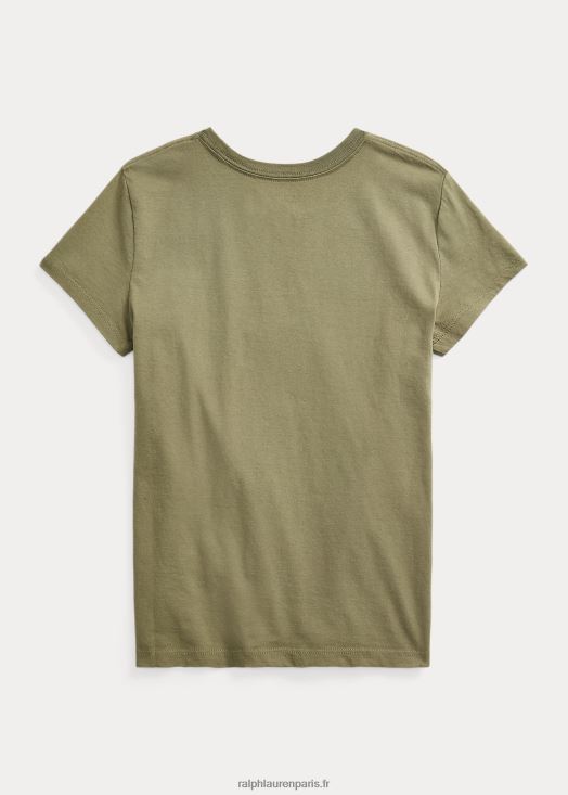 t-shirt graphique en jersey de coton 46T60T7117 enfants Ralph Lauren sauge noire