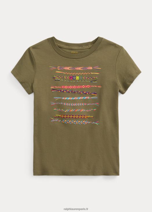 t-shirt graphique en jersey de coton 46T60T9945 enfants Ralph Lauren sauge noire