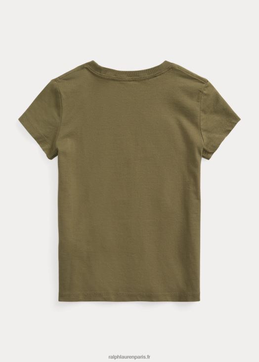 t-shirt graphique en jersey de coton 46T60T9945 enfants Ralph Lauren sauge noire