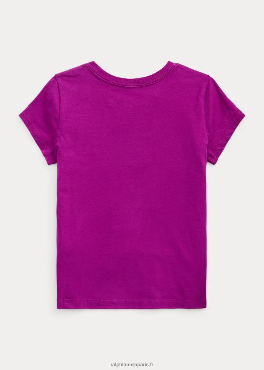 t-shirt graphique en jersey de coton 46T60T9946 enfants Ralph Lauren aube violette