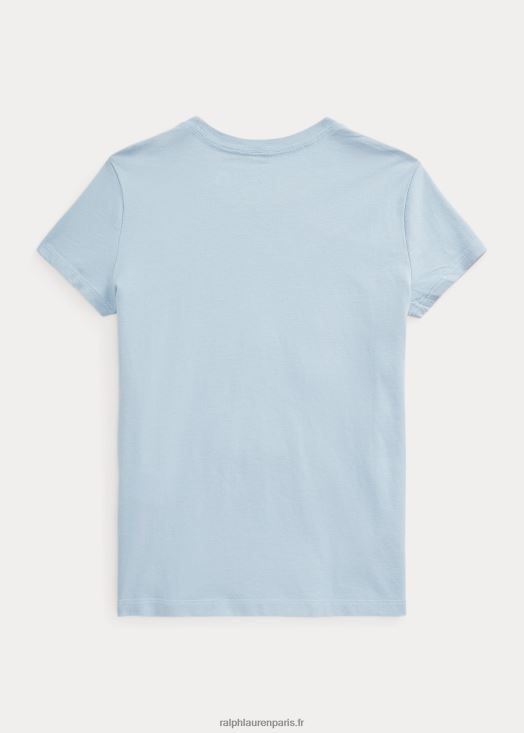 t-shirt graphique en jersey de coton 46T60T9981 enfants Ralph Lauren bleu immobilier
