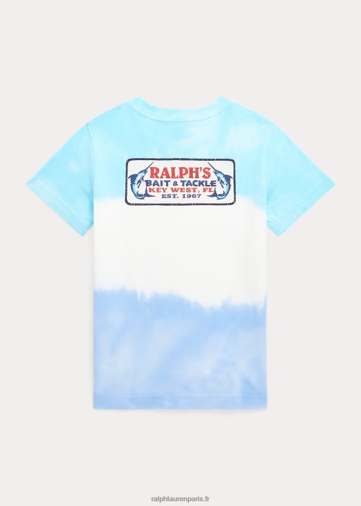 t-shirt graphique en jersey de coton tie-dye 46T60T5743 enfants Ralph Lauren île aqua tie dye