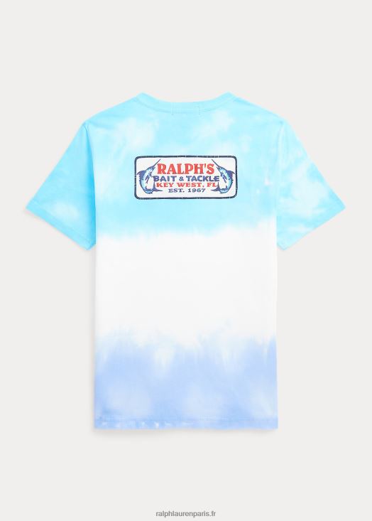 t-shirt graphique en jersey de coton tie-dye 46T60T6099 enfants Ralph Lauren île aqua tie dye