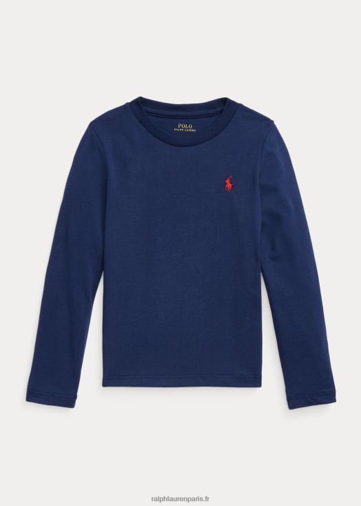 t-shirt à manches longues en jersey de coton 46T60T6895 enfants Ralph Lauren marine de newport