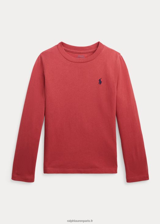 t-shirt à manches longues en jersey de coton 46T60T6897 enfants Ralph Lauren piment