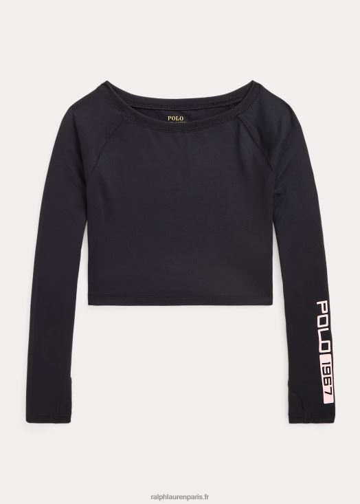 t-shirt à manches longues en jersey stretch 46T60T7614 enfants Ralph Lauren noir