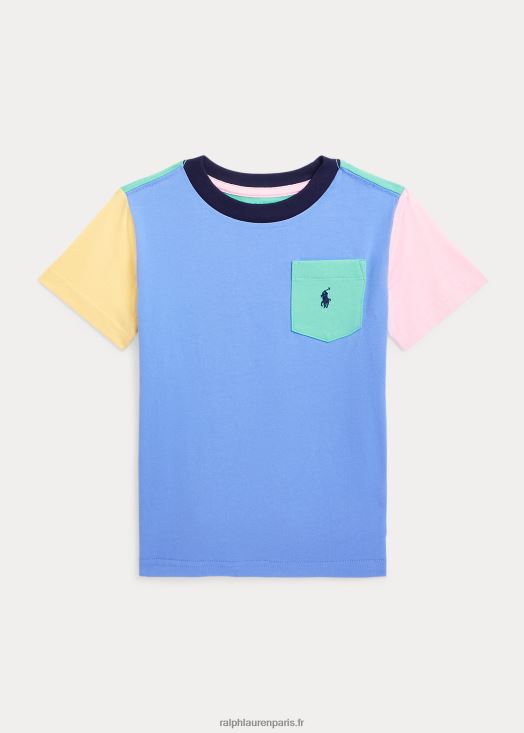 t-shirt à poche en coton colour-block 46T60T5782 enfants Ralph Lauren Harbour Island bleu multi