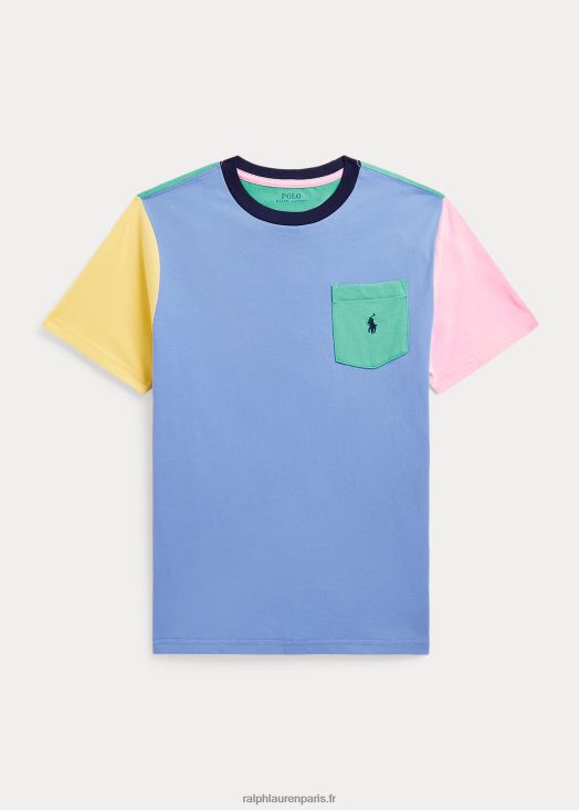 t-shirt à poche en coton colour-block 46T60T9852 enfants Ralph Lauren Harbour Island bleu multi