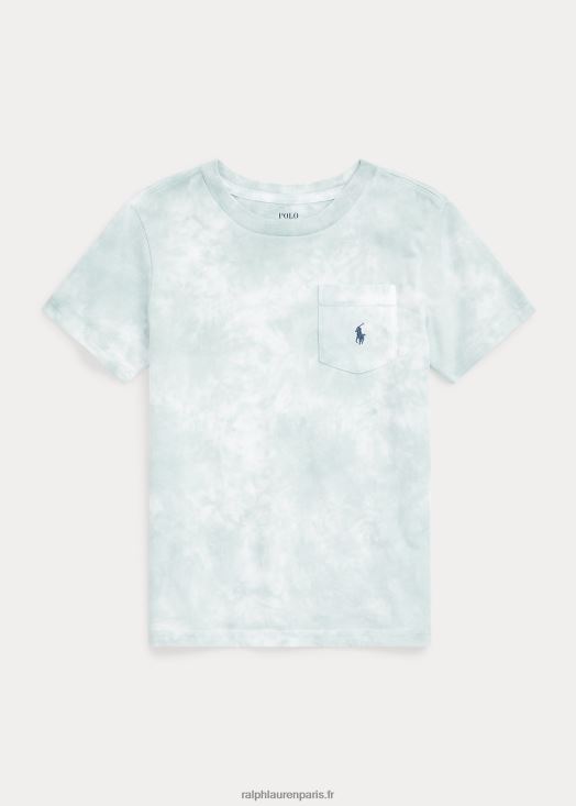 t-shirt à poche en jersey de coton lavé 46T60T9759 enfants Ralph Lauren menthe fanée