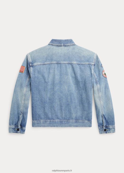 veste camionneur en denim à fermeture éclair 46T60T6140 enfants Ralph Lauren lavage séquentiel