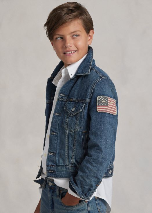 veste camionneur en jean pour garçon 46T60T6058 enfants Ralph Lauren lavage de gordon