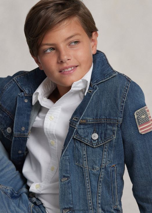 veste camionneur en jean pour garçon 46T60T6058 enfants Ralph Lauren lavage de gordon