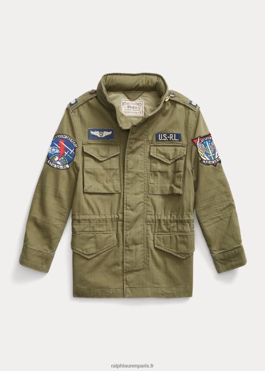 veste militaire en coton à chevrons 46T60T5861 enfants Ralph Lauren montagne d'olive