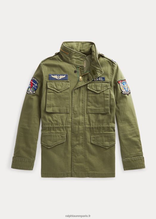 veste militaire en coton à chevrons 46T60T6016 enfants Ralph Lauren montagne d'olive