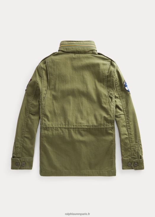 veste militaire en coton à chevrons 46T60T6016 enfants Ralph Lauren montagne d'olive