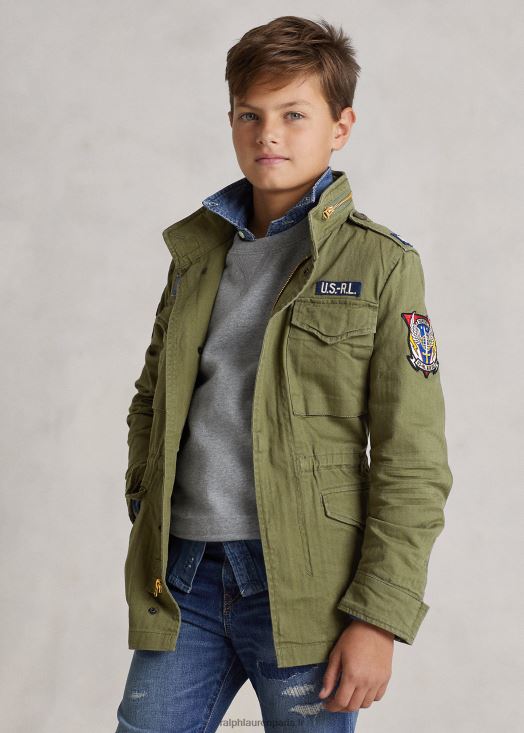 veste militaire en coton à chevrons 46T60T6016 enfants Ralph Lauren montagne d'olive