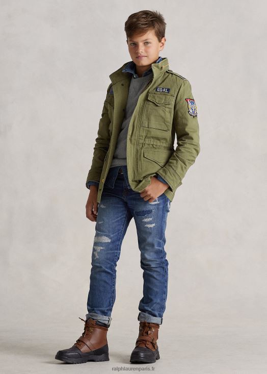 veste militaire en coton à chevrons 46T60T6016 enfants Ralph Lauren montagne d'olive