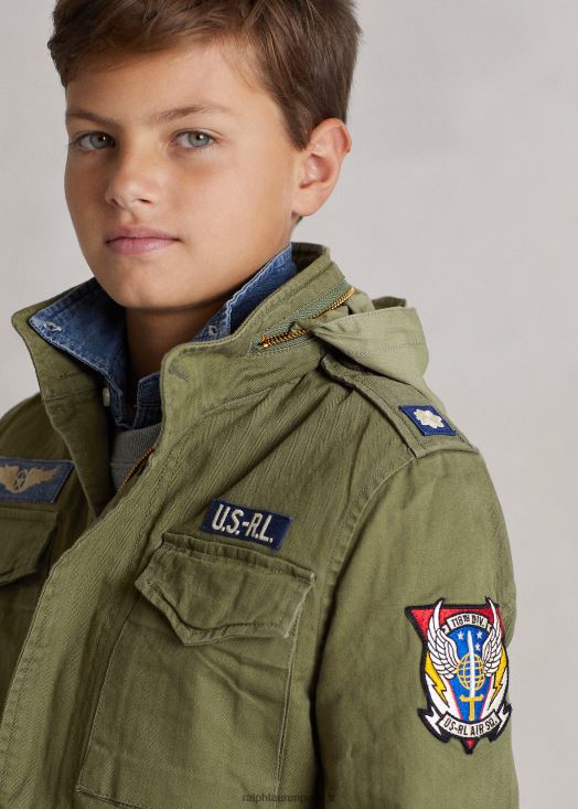 veste militaire en coton à chevrons 46T60T6016 enfants Ralph Lauren montagne d'olive