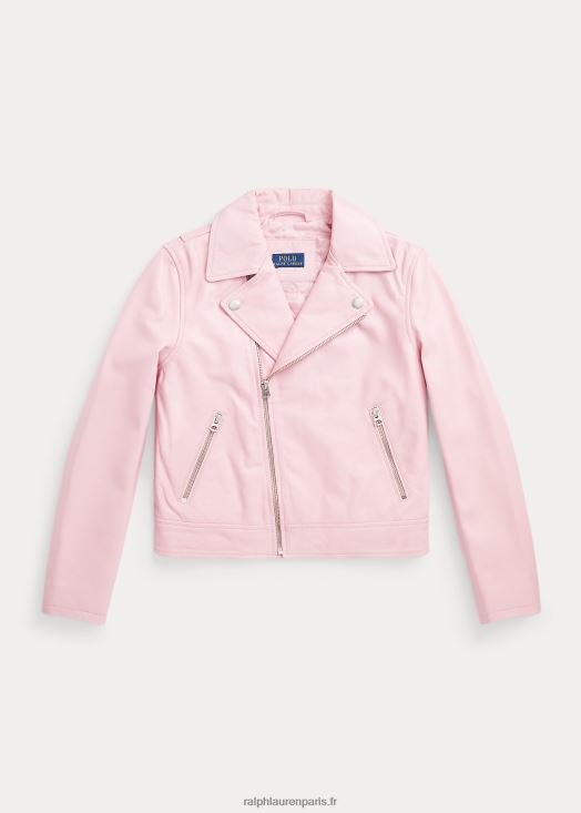 veste moto en cuir 46T60T7492 enfants Ralph Lauren rose de surf