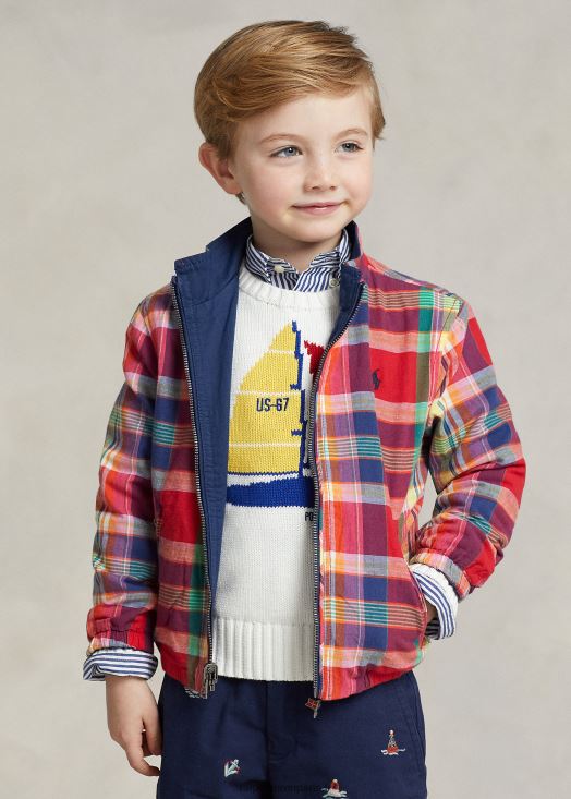 veste réversible en madras de coton 46T60T5662 enfants Ralph Lauren multi rouge/marine