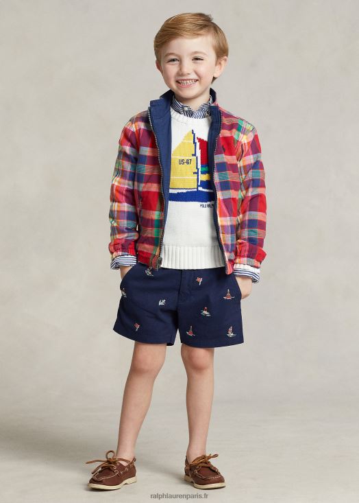 veste réversible en madras de coton 46T60T5662 enfants Ralph Lauren multi rouge/marine
