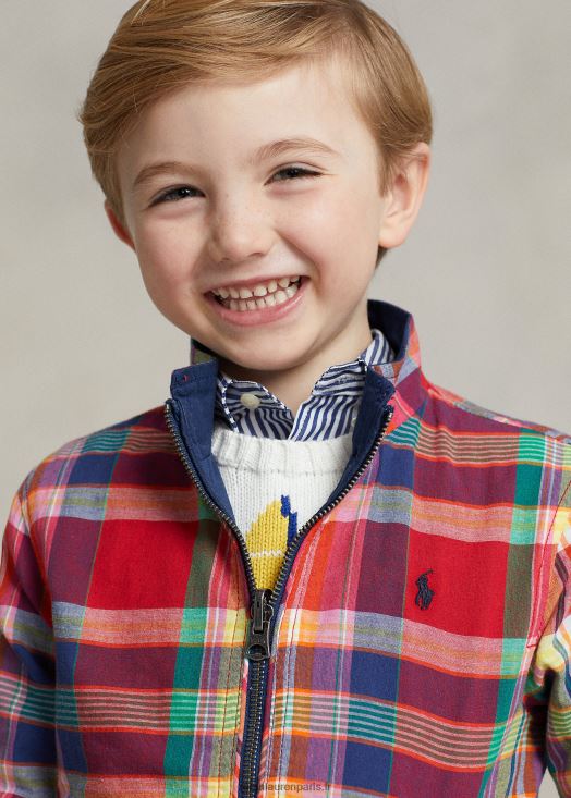 veste réversible en madras de coton 46T60T5662 enfants Ralph Lauren multi rouge/marine