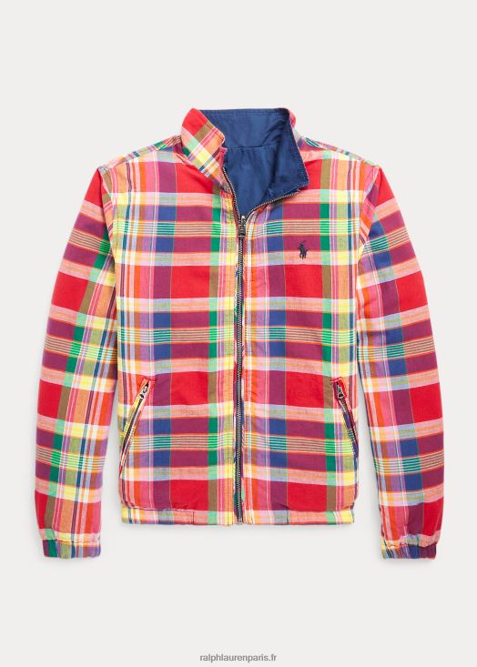 veste réversible en madras de coton 46T60T6181 enfants Ralph Lauren multi rouge/marine