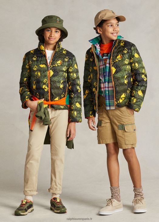 veste réversible p-layer 2 46T60T6560 enfants Ralph Lauren camouflage du sommet/sentier du jardin