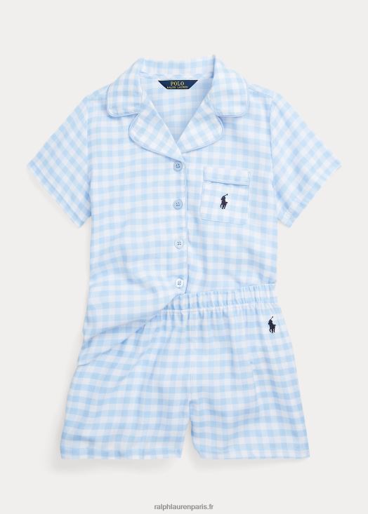 ensemble de nuit en sergé vichy 46T60T7317 enfants Ralph Lauren blanc/bleu bureau