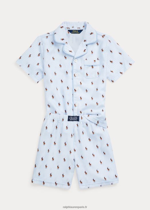 ensemble de nuit polo en sergé de poney 46T60T6388 enfants Ralph Lauren bureau bleu