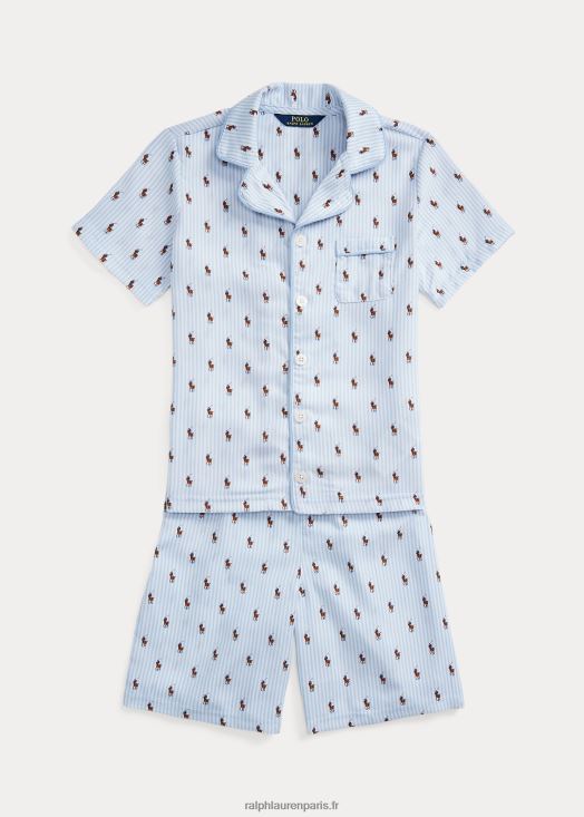 ensemble de nuit polo en sergé de poney 46T60T6394 enfants Ralph Lauren bureau bleu