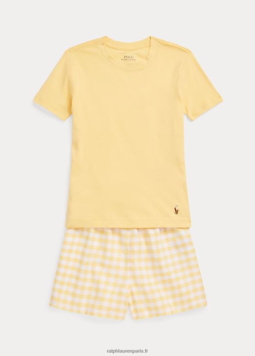 ensemble de nuit t-shirt en jersey et short en sergé 46T60T7321 enfants Ralph Lauren lavage jaune maïs