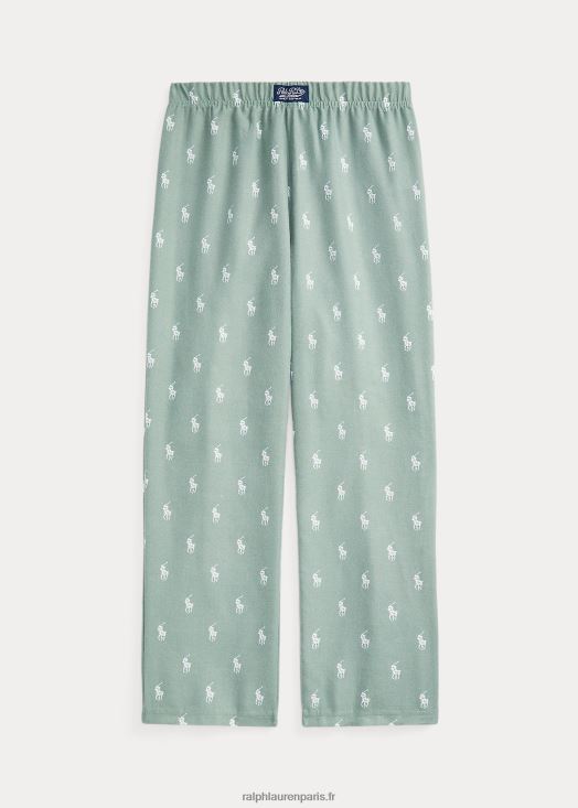 pantalon de nuit polo en sergé de poney 46T60T6392 enfants Ralph Lauren menthe fanée