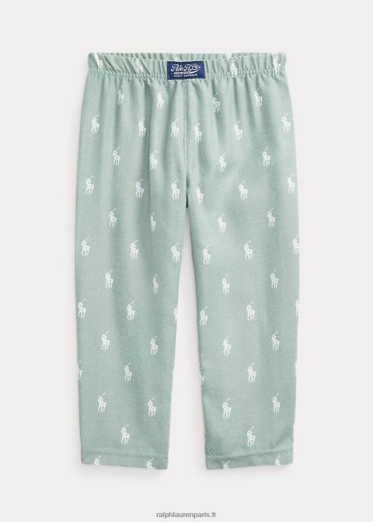 pantalon de nuit polo en sergé de poney 46T60T6393 enfants Ralph Lauren menthe fanée