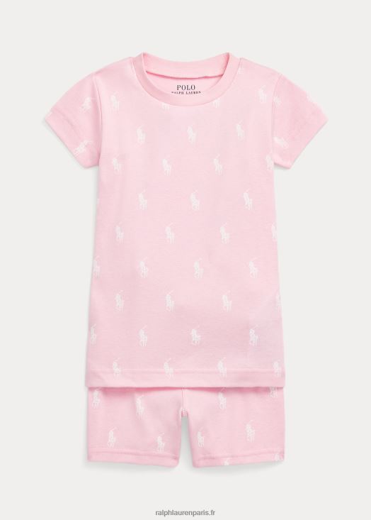 pyjama en jersey côtelé polo pony 46T60T7316 enfants Ralph Lauren rose carmel