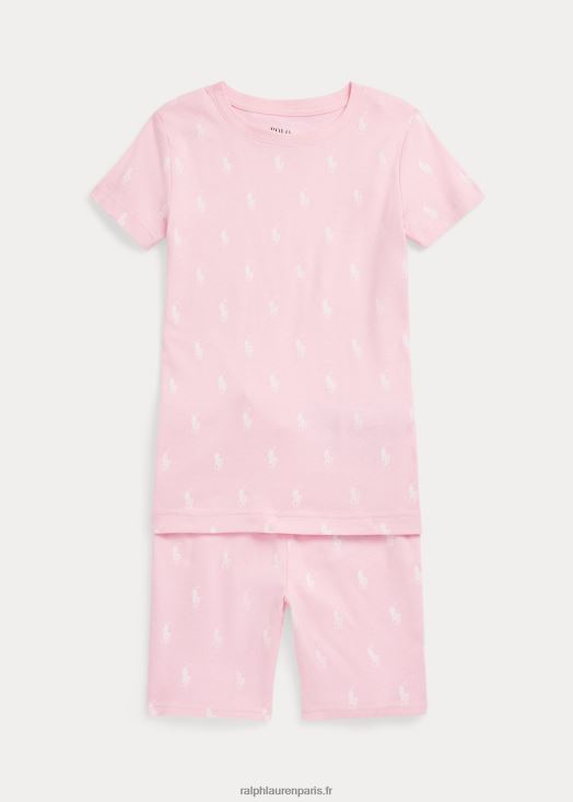 pyjama en jersey côtelé polo pony 46T60T7322 enfants Ralph Lauren rose carmel