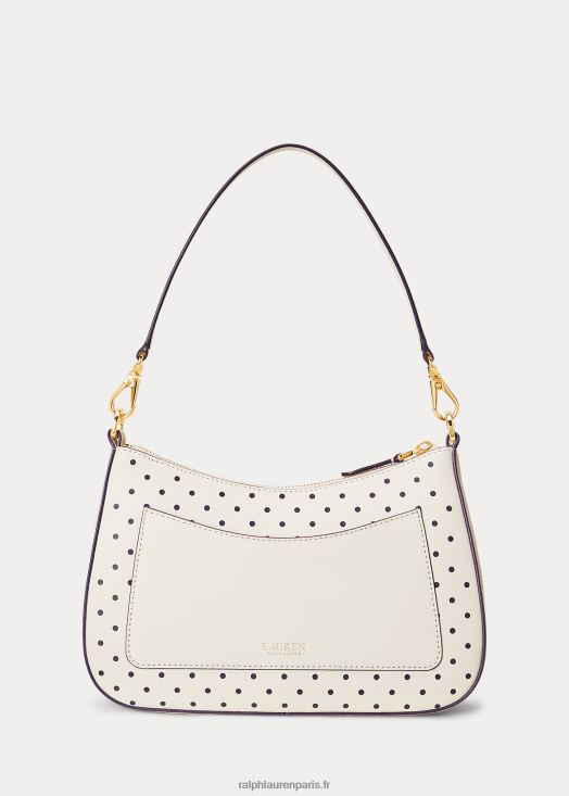 sac danni medium en cuir à pois 46T60T5338 femmes Ralph Lauren pois marine français/crème
