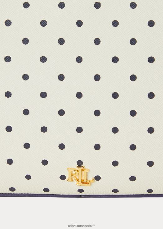 sac danni medium en cuir à pois 46T60T5338 femmes Ralph Lauren pois marine français/crème