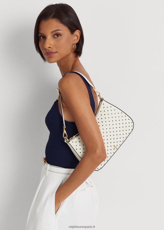 sac danni medium en cuir à pois 46T60T5338 femmes Ralph Lauren pois marine français/crème