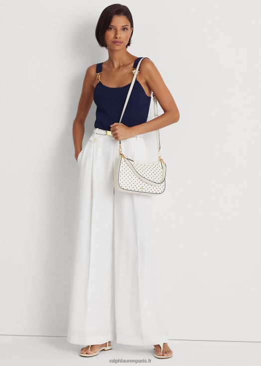 sac danni medium en cuir à pois 46T60T5338 femmes Ralph Lauren pois marine français/crème