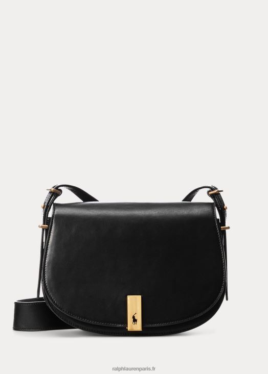 sacoche de selle polo id en cuir de veau 46T60T5164 femmes Ralph Lauren noir - Cliquez sur l'image pour la fermer
