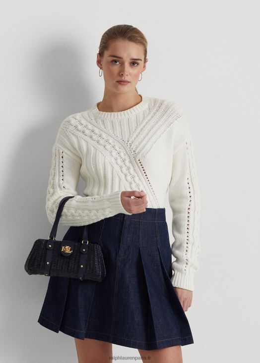 sac à main lilly moyen en rotin 46T60T5404 femmes Ralph Lauren marine raffinée