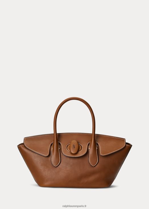 sacoche cloche moyenne en cuir ciré 46T60T5230 femmes Ralph Lauren cuoio - Cliquez sur l'image pour la fermer