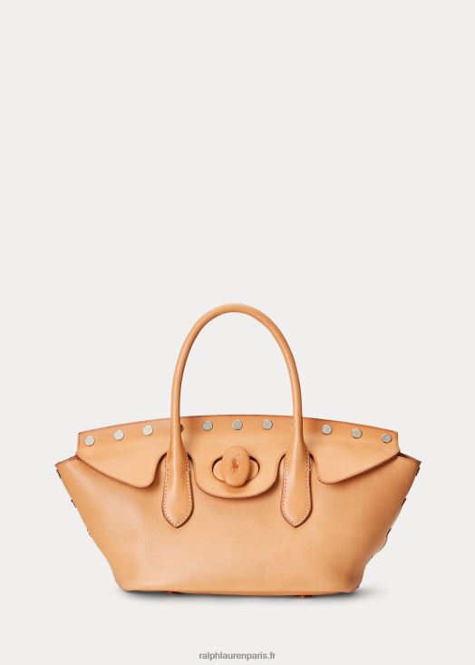 sacoche cloche moyenne vachetta cloutée 46T60T5228 femmes Ralph Lauren naturel
