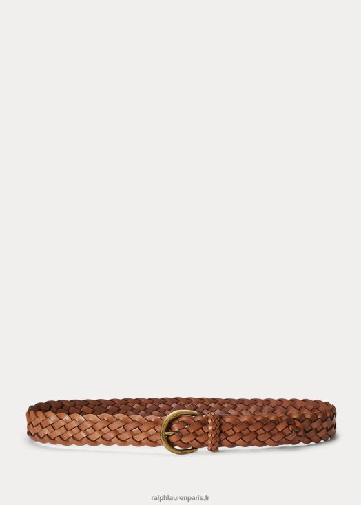 ceinture en cuir de veau tressé 46T60T5512 femmes Ralph Lauren cuoio - Cliquez sur l'image pour la fermer