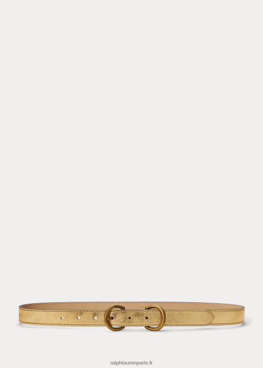 ceinture en cuir métallisé à double boucle en D 46T60T9735 femmes Ralph Lauren - Cliquez sur l'image pour la fermer