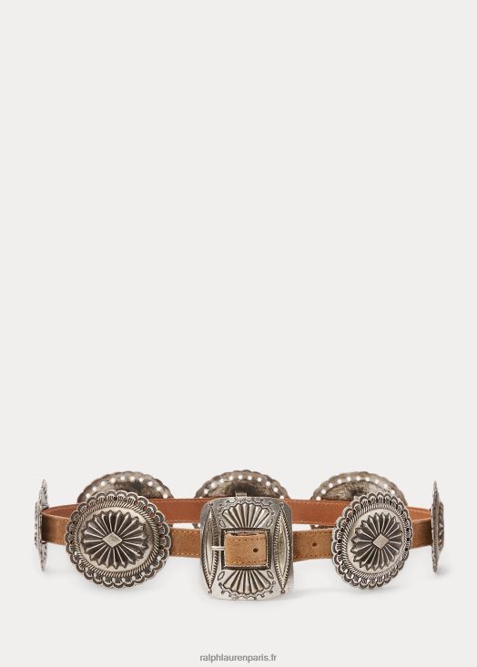 ceinture en daim à accents métalliques 46T60T5534 femmes Ralph Lauren caramel