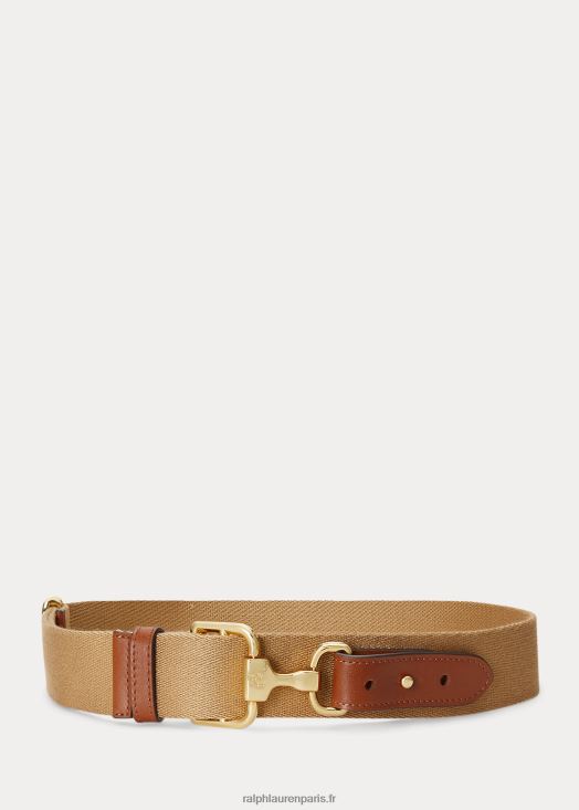 ceinture en sergé à finitions en cuir 46T60T4942 femmes Ralph Lauren kaki/beige - Cliquez sur l'image pour la fermer