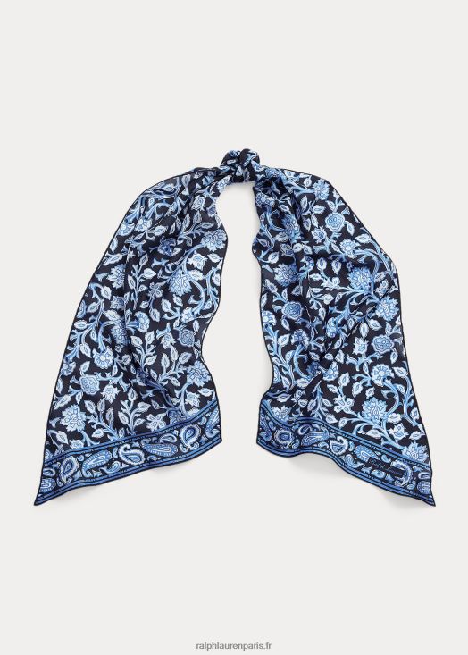 foulard habotai en soie de mûrier 46T60T5586 femmes Ralph Lauren multicolore bleu/blanc - Cliquez sur l'image pour la fermer
